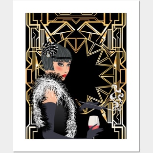 Woman with wine glass Posters and Art